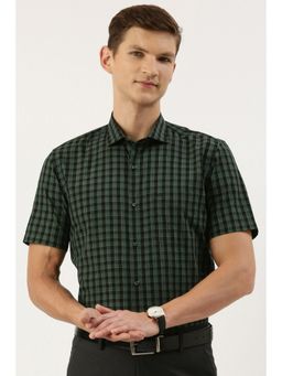Peter England - Mens Green Slim Fit Formal Half Sleeves Formal Shirt