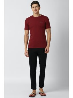 Peter England - Mens Maroon Solid Casual T-Shirt and Joggers (Set of 2)