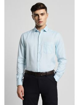 Peter England - Mens Blue Slim Fit Formal Full Sleeves Formal Shirt