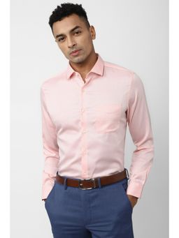 Peter England - Mens Peach Slim Fit Formal Full Sleeves Formal Shirt