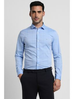 Peter England - Mens Blue Super Slim Fit Formal Full Sleeves Formal Shirt