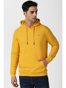 Van Heusen - Mens Yellow Solid Hooded Neck Sweatshirt