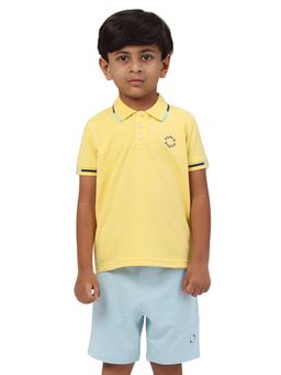 PILOLO - Yellow Solid/Plain Collar Neck Polo T-Shirt