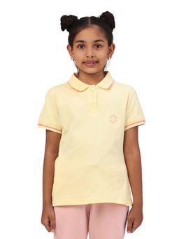 PILOLO - Yellow Solid/Plain Collar Neck Polo T-Shirt