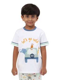 PILOLO - White Printed Round Neck T-Shirt