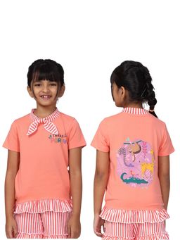 PILOLO - Pink Printed Tie Up Neck Top