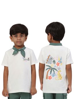 PILOLO - White Animal Print Tie Up Neck T-Shirt