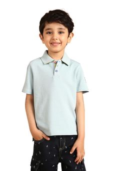 PILOLO - Blue Solid/Plain Collar Neck Polo T-Shirt