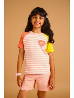 PILOLO - Pink Stripes Round Neck T-shirt