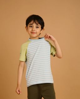 PILOLO - Blue Stripes Round Neck T-shirt