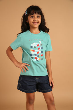 PILOLO - Green Printed Round Neck T-shirt