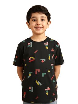 PILOLO - Black Printed Round Neck T-shirt