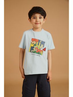 PILOLO - Blue Graphic Round Neck T-shirt