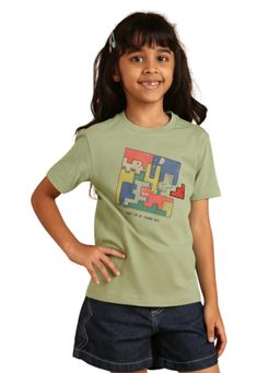 PILOLO - Green Graphic Round Neck T-shirt