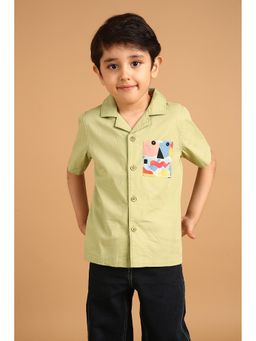 PILOLO - Green Printed Collar Neck Shirt