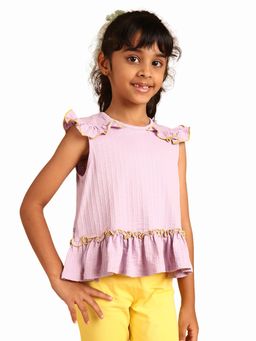 PILOLO - Lavender Solid/Plain Round Neck Top