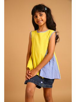 PILOLO - Yellow Solid/Plain Round Neck Top