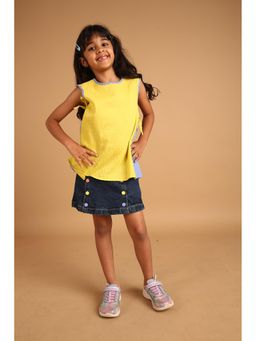 PILOLO - Navy Blue Self Design Skirt