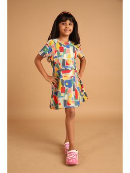 PILOLO - Multi-Color Printed Round Neck Dress