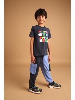 PILOLO - Navy Blue Typography Round Neck Co-ord Set