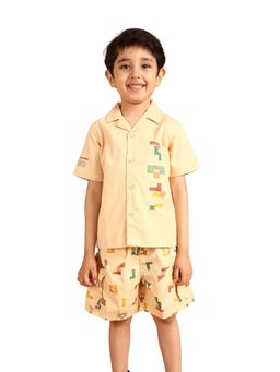 PILOLO - Cream Printed Collar Neck Co-ord Set