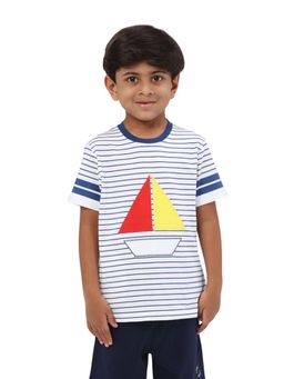 PILOLO - Blue Stripes Round Neck T-Shirt