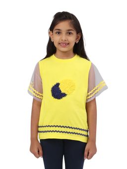 PILOLO - Yellow Self Design Crew Neck T-Shirt