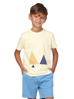 PILOLO - Yellow Printed Round Neck T-Shirt