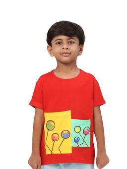PILOLO - Red Printed Round Neck T-Shirt