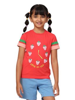 PILOLO - Red Embroidered Round Neck T-Shirt