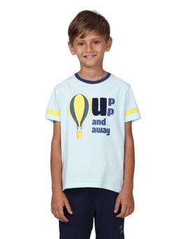 PILOLO - Blue Printed Round Neck T-Shirt