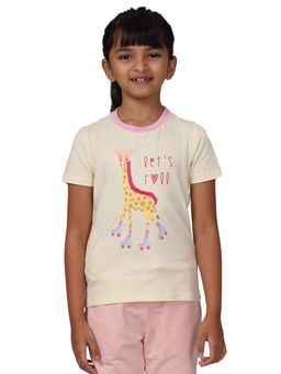 PILOLO - Yellow Printed Round Neck T-Shirt