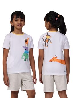 PILOLO - White Printed Round Neck T-Shirt