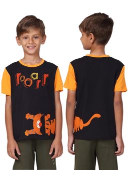 PILOLO - Black Animal Print Round Neck T-Shirt