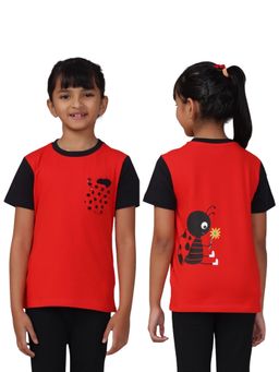 PILOLO - Red Printed Round Neck T-Shirt