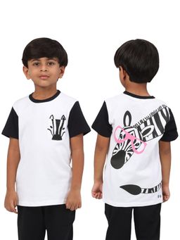 PILOLO - White Animal Print Round Neck T-Shirt