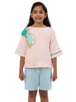 PILOLO - Pink Printed Boat Neck Top