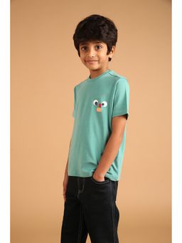 PILOLO - Green Printed Crew Neck T-Shirt