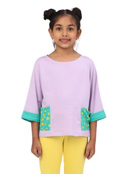 PILOLO - Lavender Printed Boat Neck Top