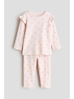 H&M - Girls Pink Printed Cotton T-Shirt & Pyjamas
