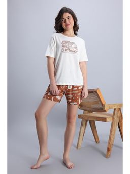 Zivame - Harry Potter Knit Cotton Loungewear Set - Caramel Cafe