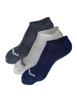 Heelium - Bamboo Zero Ankle Socks for Men - Odour Free - 3 Pairs - Light Grey - Grey - Navy Blue