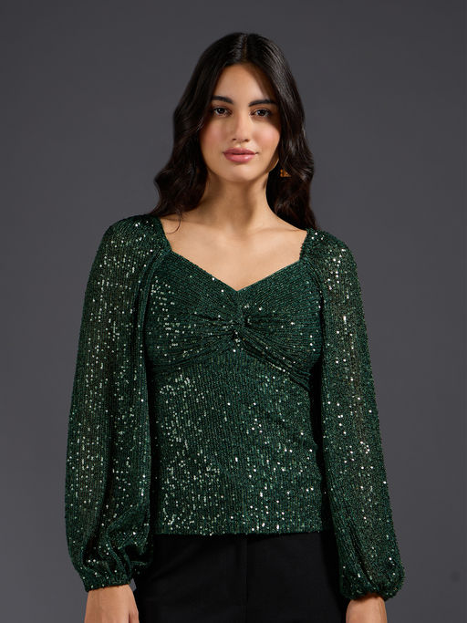 Buy Stylish Green Sequin Tops Collection At Best Prices Online