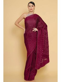 Soch - Magenta Satin Embellished Sequined with Unstitched