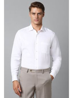 Louis Philippe - Men White Classic Fit Textured Full Sleeves Formal Shirt