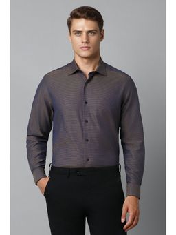 Louis Philippe - Men Navy Classic Fit Textured Full Sleeves Formal Shirt