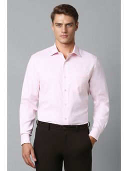 Louis Philippe - Men Pink Classic Fit Textured Full Sleeves Formal Shirt