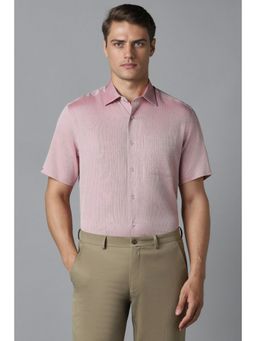 Louis Philippe - Men Pink Classic Fit Textured Half Sleeves Formal Shirt