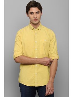 Louis Philippe - Men Yellow Slim Fit Solid Full Sleeves Casual Shirt