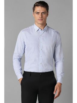 Louis Philippe - Men Blue Slim Fit Stripe Full Sleeves Formal Shirt